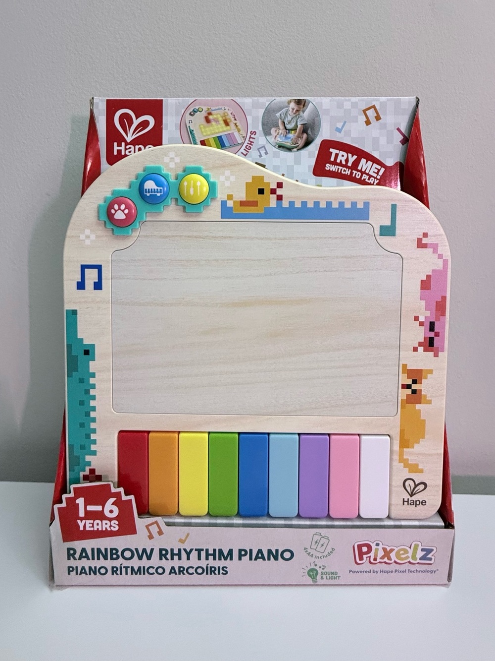 Brand New Hape Rainbow Rhythm Pixel Piano, Light Up Music Toy, Interactive Fun